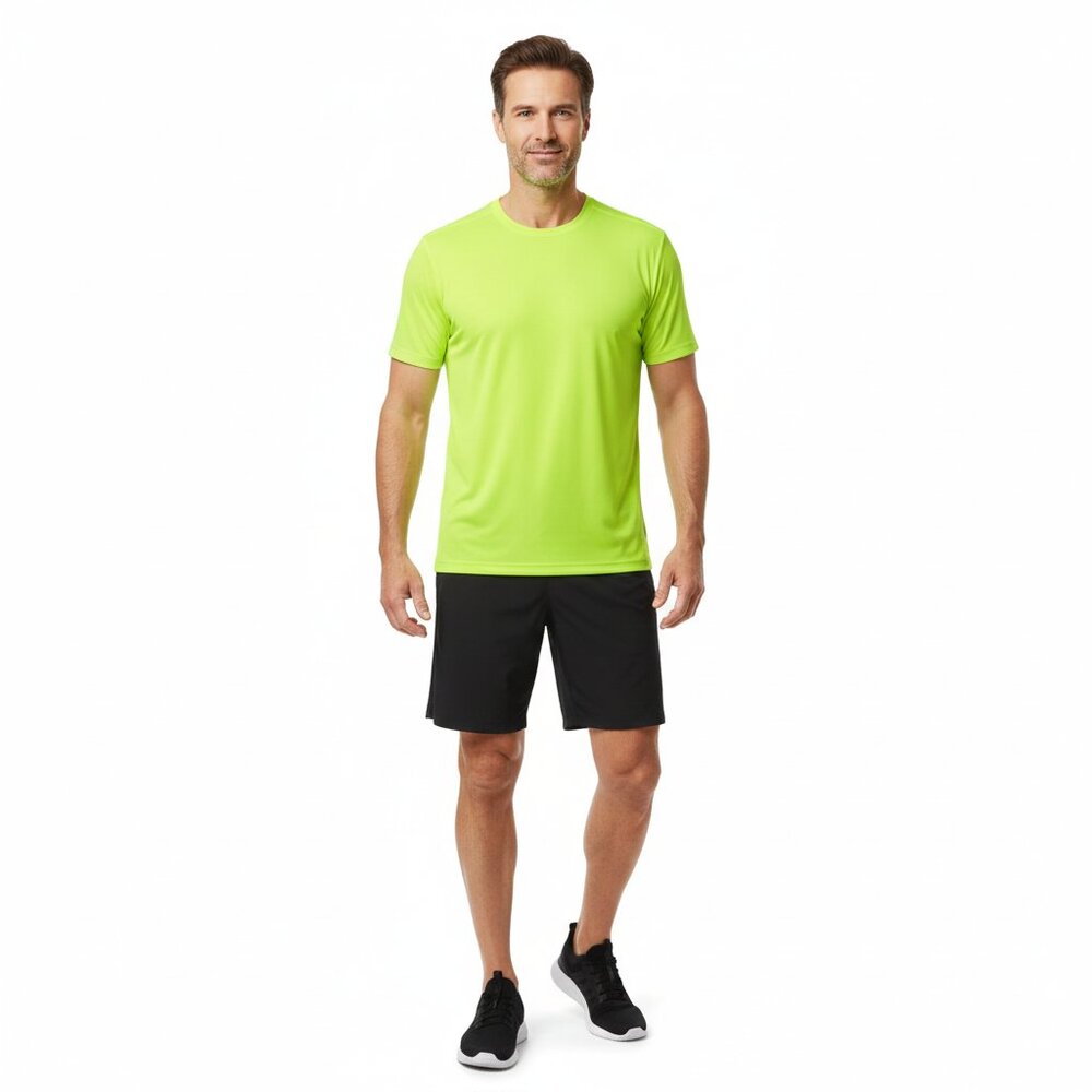 Xersion Mens Bright Lime Green Quick-Dry Active Athletic Training Tee Size M